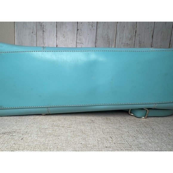 Wilsons Leather Turquoise Tote Shoulder Bag Crossbody Leopard Lining Insert - Picture 8 of 10